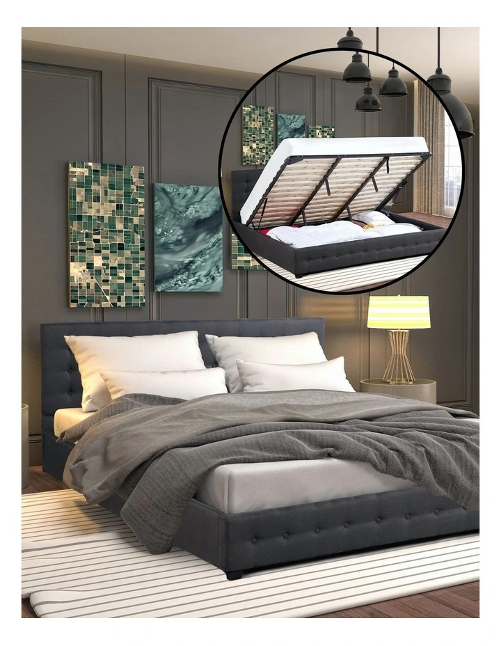 Eden Gas Lift Bed With Headboard In Dark Grey Single 4 Eden Gas Lift Bed With Headboard In Dark Grey Single - Image 2