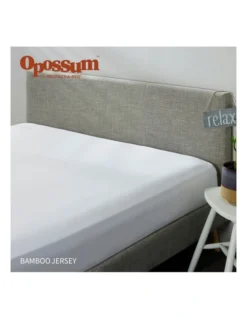 Bamboo Jersey Waterproof Fitted Mattress Protector In White -Linen House Shop 954850960 3 720x928