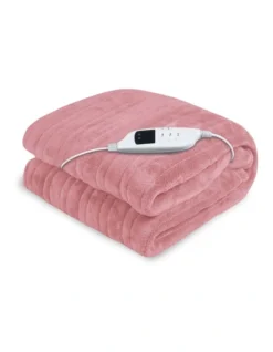 Heated Electric Blanket Throw Rug In Pink