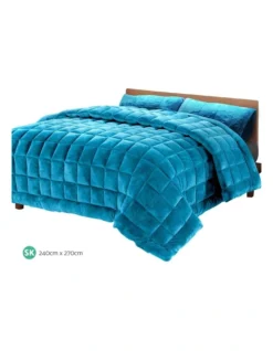 Super King Faux Mink Quilt In Teal -Linen House Shop 965873620 3 720x928