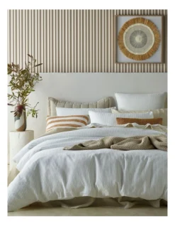 Albany Stripe Matelasse Quilt Cover In White