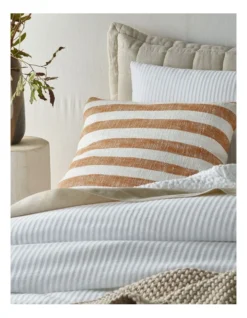 Albany Stripe Matelasse Quilt Cover In White -Linen House Shop 968091220 3 720x928