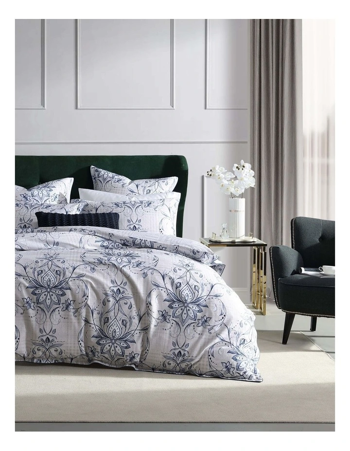 Amble Linen Quilt Cover Set In White/Blue 3 Amble Linen Quilt Cover Set In White/Blue