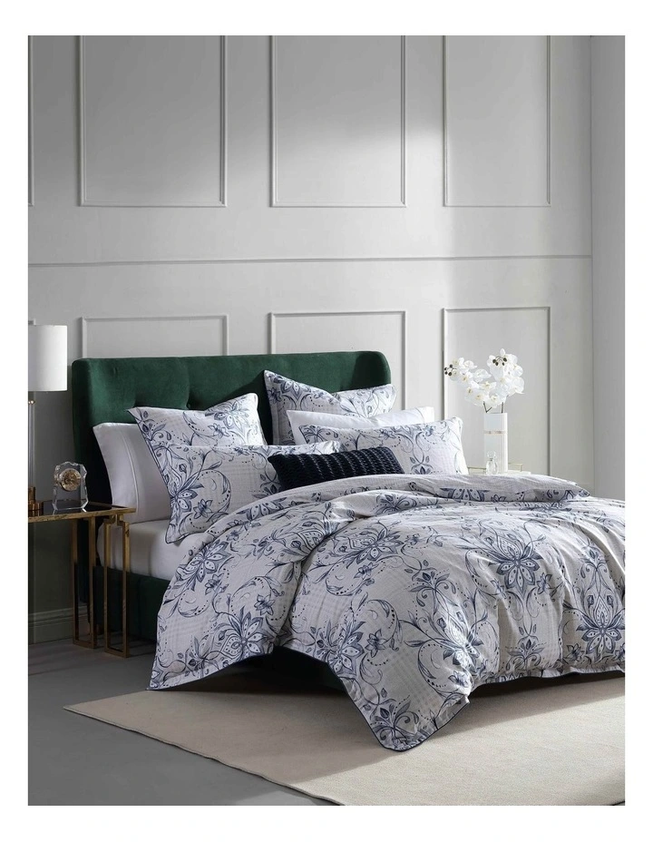 Amble Linen Quilt Cover Set In White/Blue 4 Amble Linen Quilt Cover Set In White/Blue - Image 2