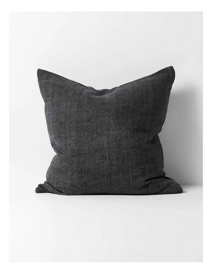 Heavy Linen Cushion In Black 3 Heavy Linen Cushion In Black