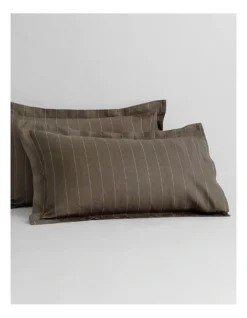 Abbotson Stripe Flat Sheet In Khaki -Linen House Shop 988991200 3 720x928