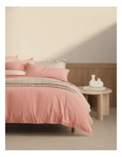 Reilly Stripe Quilt Cover Set In Papaya