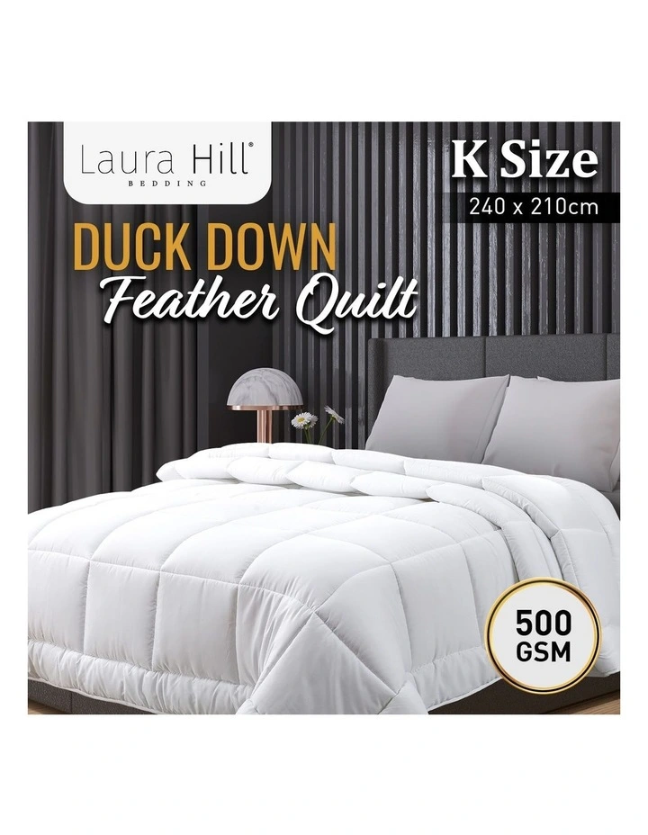 Duck Down Feather Quilt 500GSM Duvet Doona King In White 5 Duck Down Feather Quilt 500GSM Duvet Doona King In White - Image 3