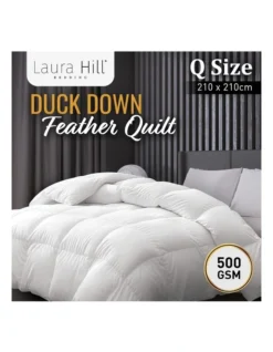 Duck Down Feather Quilt 500GSM Comforter Doona Queen In White -Linen House Shop 989374600 3 720x928