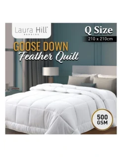 Goose Down Feather 500GSM Comforter Doona Queen In White -Linen House Shop 989374870 3 720x928