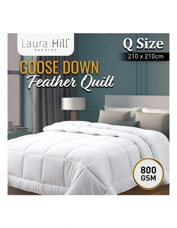 Goose Down Feather 800GSM Comforter Doona Queen In White 5 Goose Down Feather 800GSM Comforter Doona Queen In White - Image 3